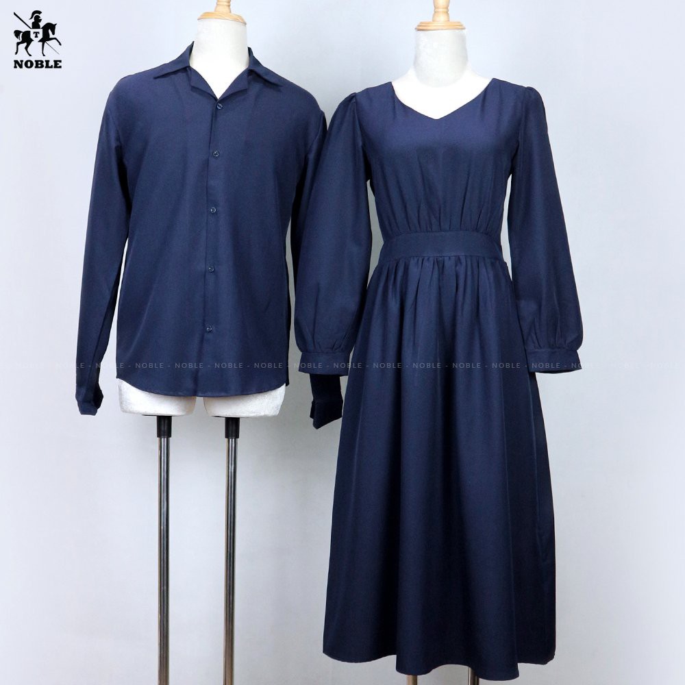 [Freeship] Đồ đôi nam nữ áo sơ mi, đầm nữ couple cao cấp phong cách châu âu thời trang Noble NB045 (kèm ảnh thật)
