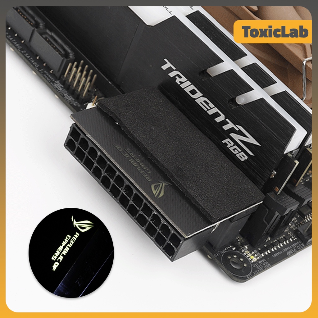 Cổng đảo góc 90 độ chân nguồn 24Pin có LED - Hỗ trợ đi dây trong Case