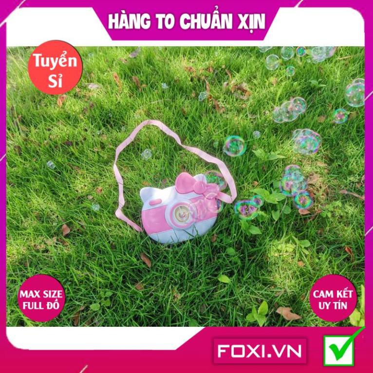 [FREESHIP HÀNG ĐẸP] Đồ chơi Máy ảnh thổi bong bóng hình heo con đáng yêu-mèo hello kitty-có đèn và nhạc-có dây đeo