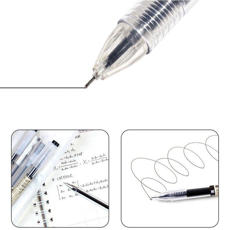 Bút gel mực đen ngòi 0.3, 0.5mm loại nắp và bấm màu trắng đen, bút Muji bản dupe viết đều mực phụ kiện văn phòng phẩm