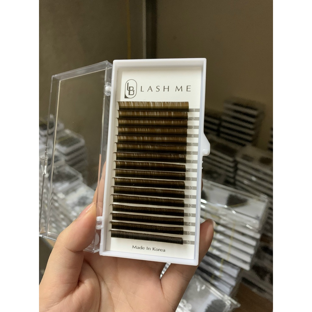 Mi khay 0.03 MDC LASHES mix màu, màu nâu tây cong CC  NM005