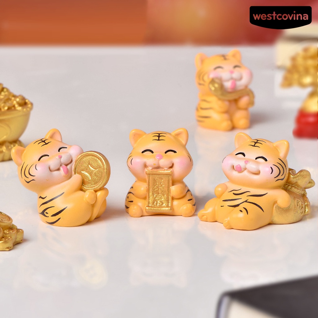 Mô hình hổ mini bằng nhựa resin chống mòn để bàn trang trí nhà cửa