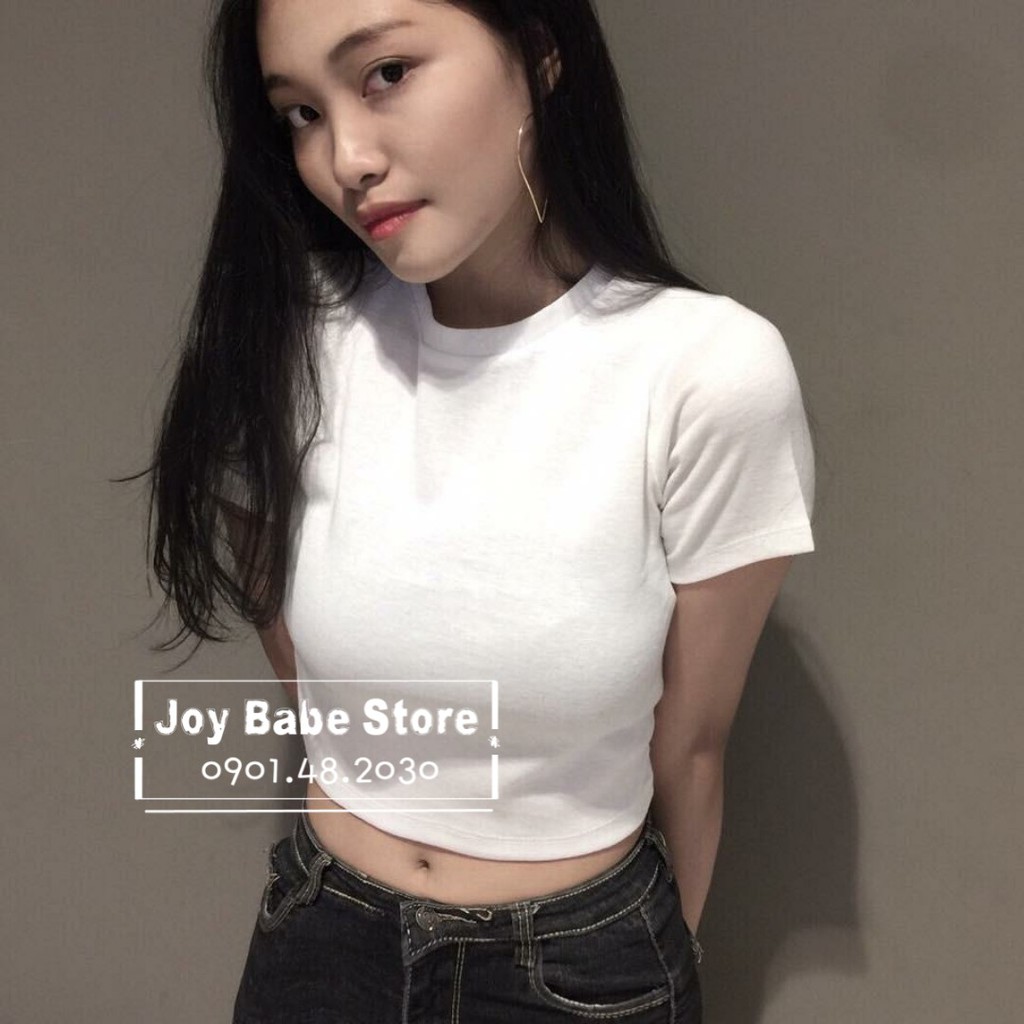 ÁO THUN CROPTOP TRƠN ÔM BODY - CỔ TRÒN