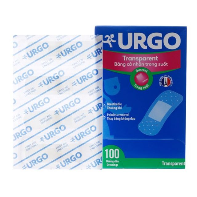 Băng dán cá nhân Urgo trong suốt (hộp 100 miếng)