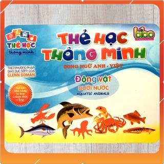 Đồ chơi thẻ học thông minh song ngữ Bibo cho bé - thẻ flashcard Anh Việt chủ đề động vật dưới nước