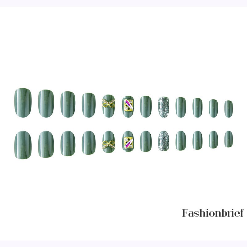 Set 24 miếng dán móng lấp lánh tông màu xanh lá