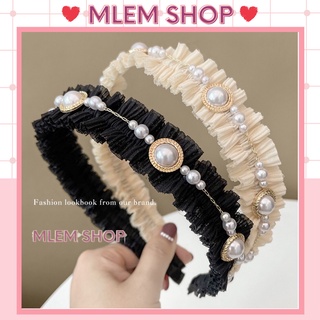 Bờm vải ren nhún đính đá, ngọc tiểu thư ML0006