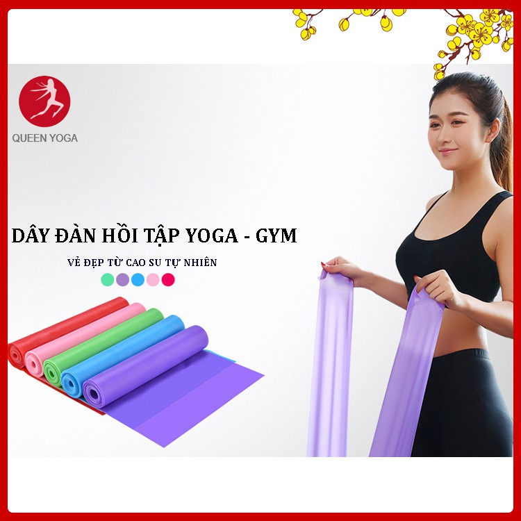 Dây Đàn Hồi Kháng Lực - Thun Tập Gym - Yoga QUEEN YOGA Cao Su Đàn Hồi 1,5m