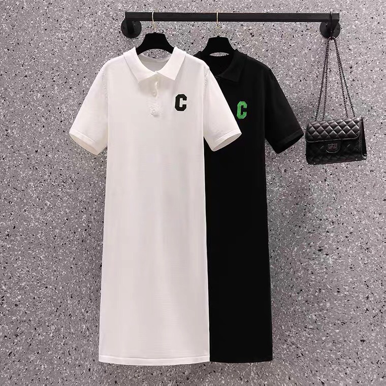 Váy polo nữ suông cộc tay thêu chữ, Đầm suông nữ chất vải poly bền đẹp  thoáng mát thời trang mùa hè cao cấp_DP01