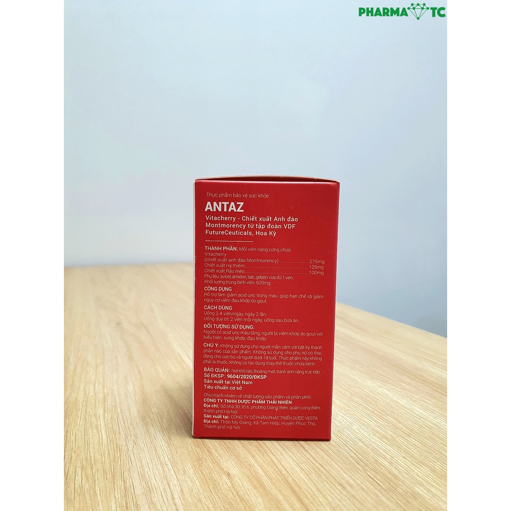 Antaz, giúp giảm viêm đau khớp do gout, giảm Acid Uric máu - Hộp 30 viên - PharmaOTC
