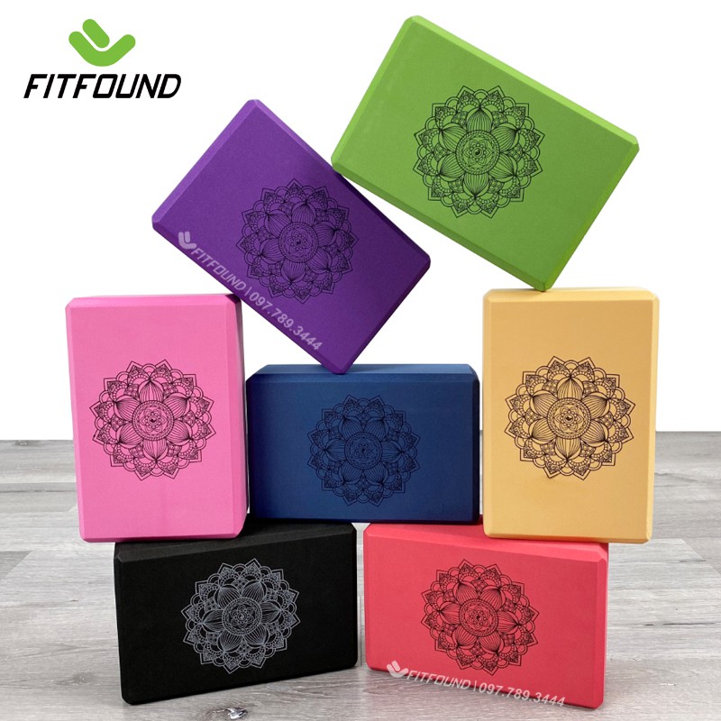 Gạch Tập Yoga Xốp Eva Nặng 200g In Hoa Mandala - Yoga Blocks FITFOUND