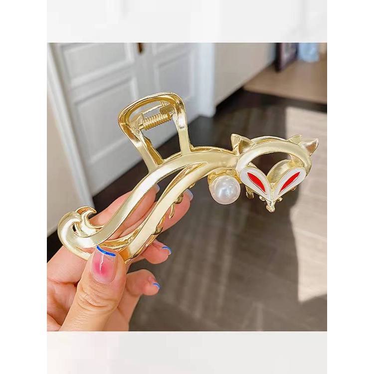 Kẹp Tóc Cá Mập Bằng Lông Cáo Vàng Cảm Giác Lớn Độc Đáo Chất Lượng Cao Phong Cách Mới