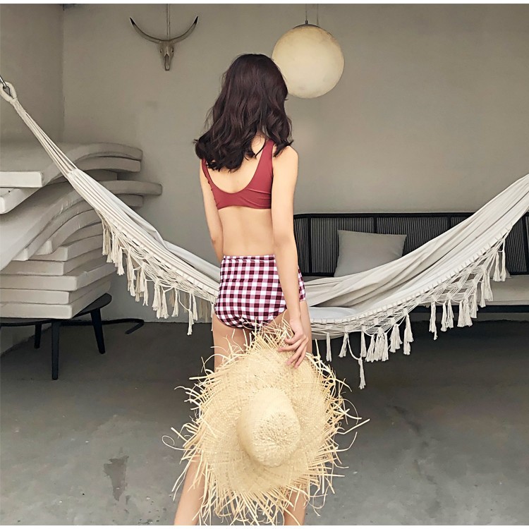 Bikini retro cạp cao caro đỏ hàn quốc cao cấp (ảnh thật + feedback) yesnow | BigBuy360 - bigbuy360.vn