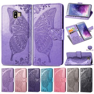 Bao da điện thoại họa tiết bướm dập nổi độc đáo cho Samsung Galaxy J4 2018