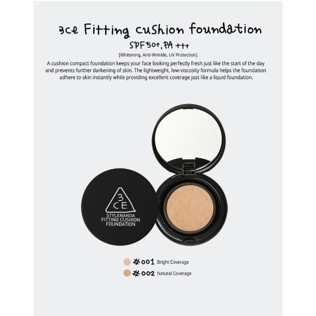 PHẤN NƯỚC [3CE] FITTING CUSHION FOUNDATION