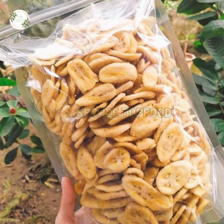 Chuối sấy Đà Lạt vỡ to vàng giòn thơm ngon ngọt tự nhiên, Trái cây sấy xuất khẩu túi 1kg