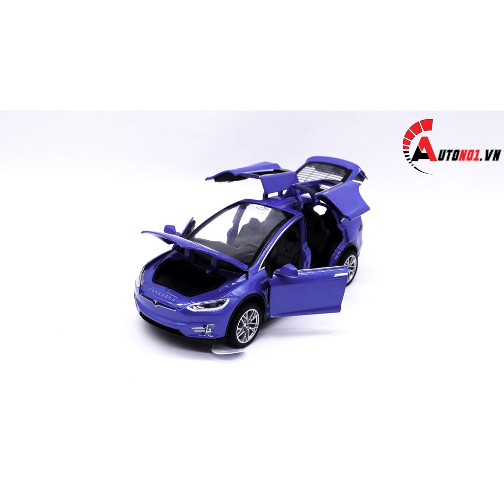 MÔ HÌNH XE TESLA X90 BLUE 1:32 HUAYI ALLOY 7649