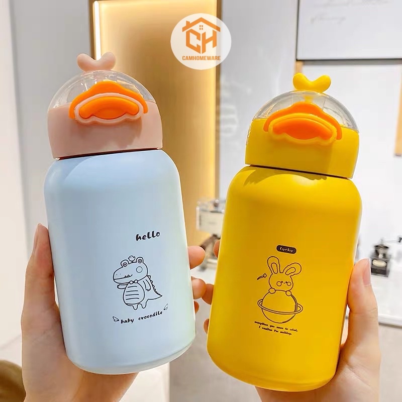 Bình Nước Giữ Nhiệt Lõi Inox Có Ống Hút Hình Ngộ Nghĩnh