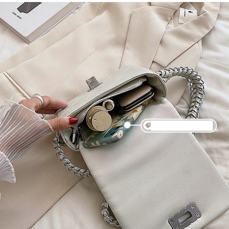 Túi đeo vai IELGY hình vuông cỡ nhỏ in họa tiết hình thoi thời trang cho nữ