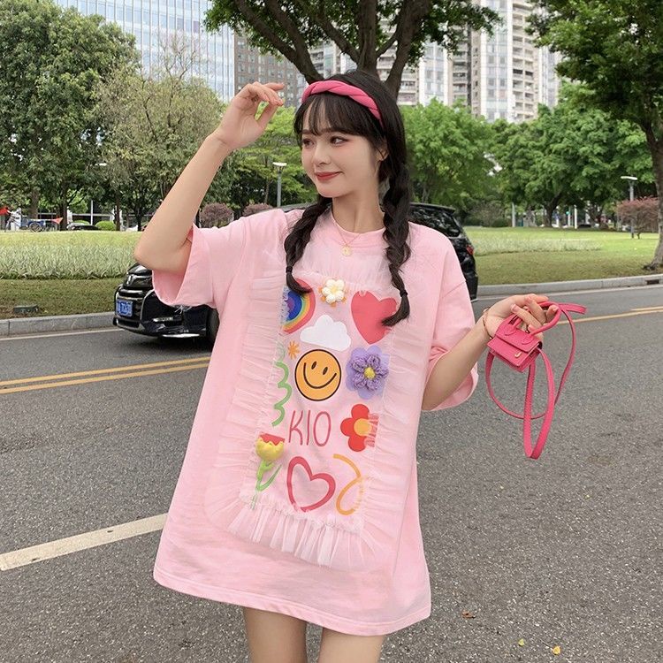 Áo Thun Tay Ngắn In Hình Hoa Tulip Thời Trang Dành Cho Nữ