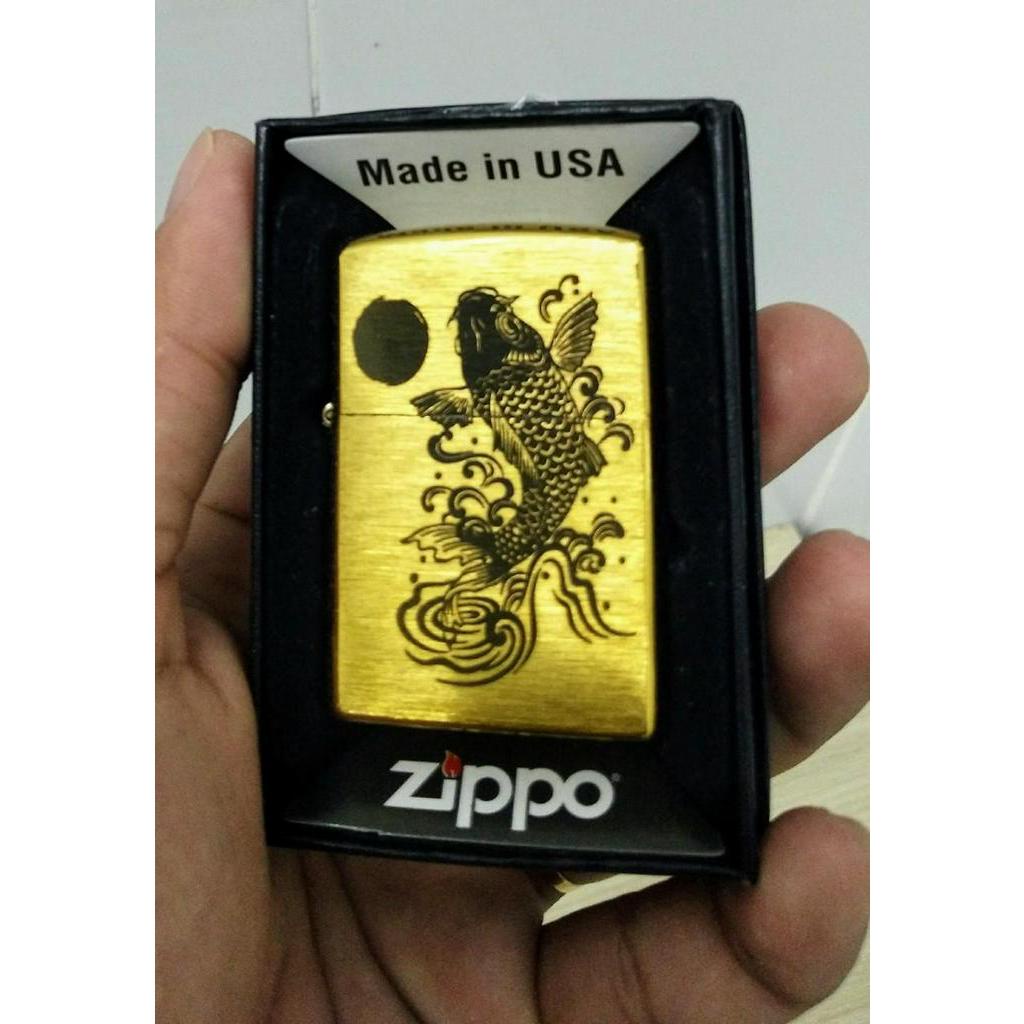 Vỏ Bật Lửa Zippo Họa Tiết Cá Chép Hóa Rồng