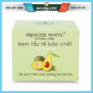 [Tẩy Da Chết Chính Hãng] Kem Tẩy Tế Bào Chết Da Mặt Chiết Xuất Trái Bơ Princess White 100Gr | Làm Sach Sâu | Ngừa Khô Da