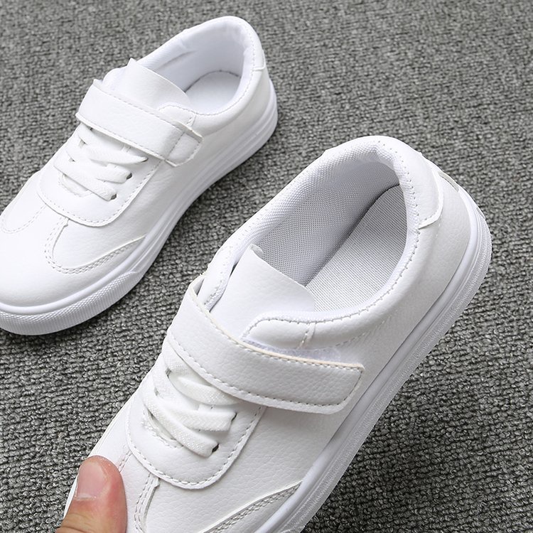 Giày Thể Thao Da Mềm Chống Trượt Màu Trắng Unisex Cho Bé 3-18 Tuổi