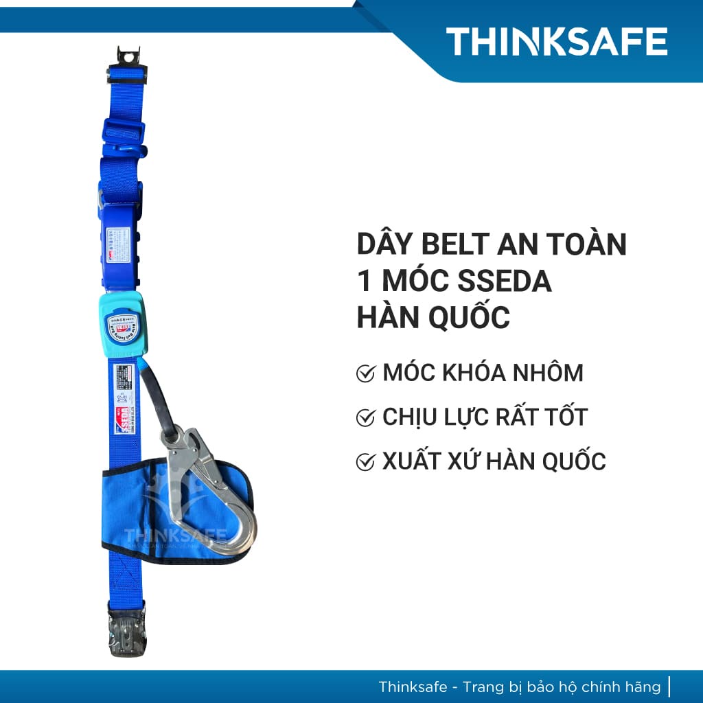 Dây đai an toàn  1 móc Sseda Belt Hàn Quốc có túi đựng linh kiện - dây bảo hộ trên cao cho thợ sơn xây, hàn - THINKSAFE