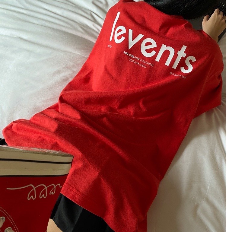 Áo Thun Local Brand Levents Đỏ Chữ Trắng Unisex Nam Nữ Full Mạc