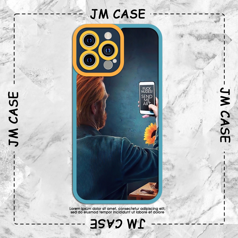 Ốp lưng iphone và samsung xiaomi oppo cạnh vuông JM CASE Vincent Van Gogh selfie hài hước art8plxxs111213promax