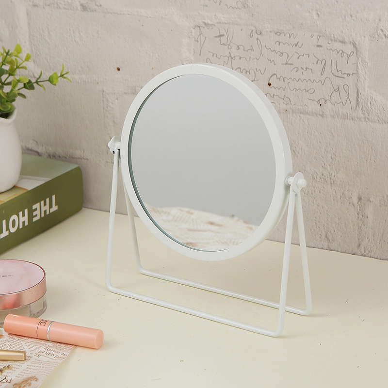 Gương trang điểm để bàn xoay 360 độ khung màu vàng sang trọng