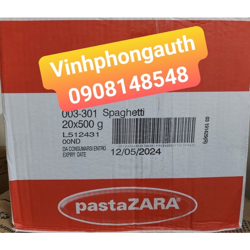 Mì ý spaghetti Pasta Zara 500gr