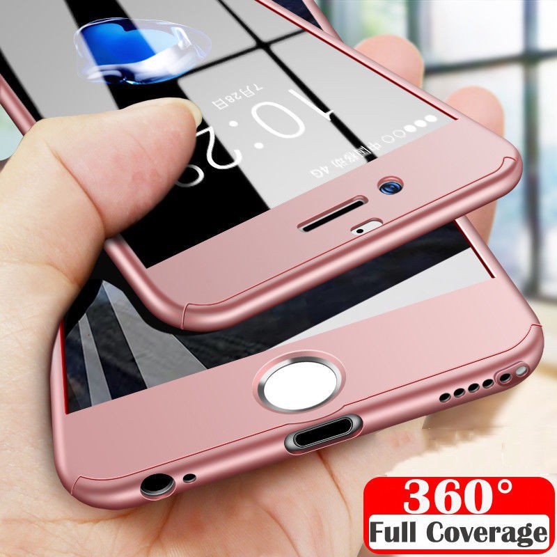 Ốp Điện Thoại Kính Cường Lực Cứng Bảo Vệ Toàn Diện 360 Độ Cho Iphone 5s 5 6 6s 7 8 Plus X Xs