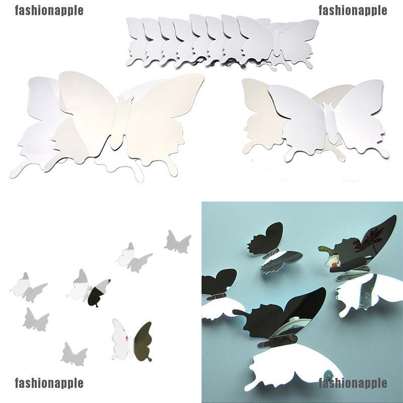 Bộ 12 Miếng Dán Tường Tráng Gương Hình Bướm Độc Đáo