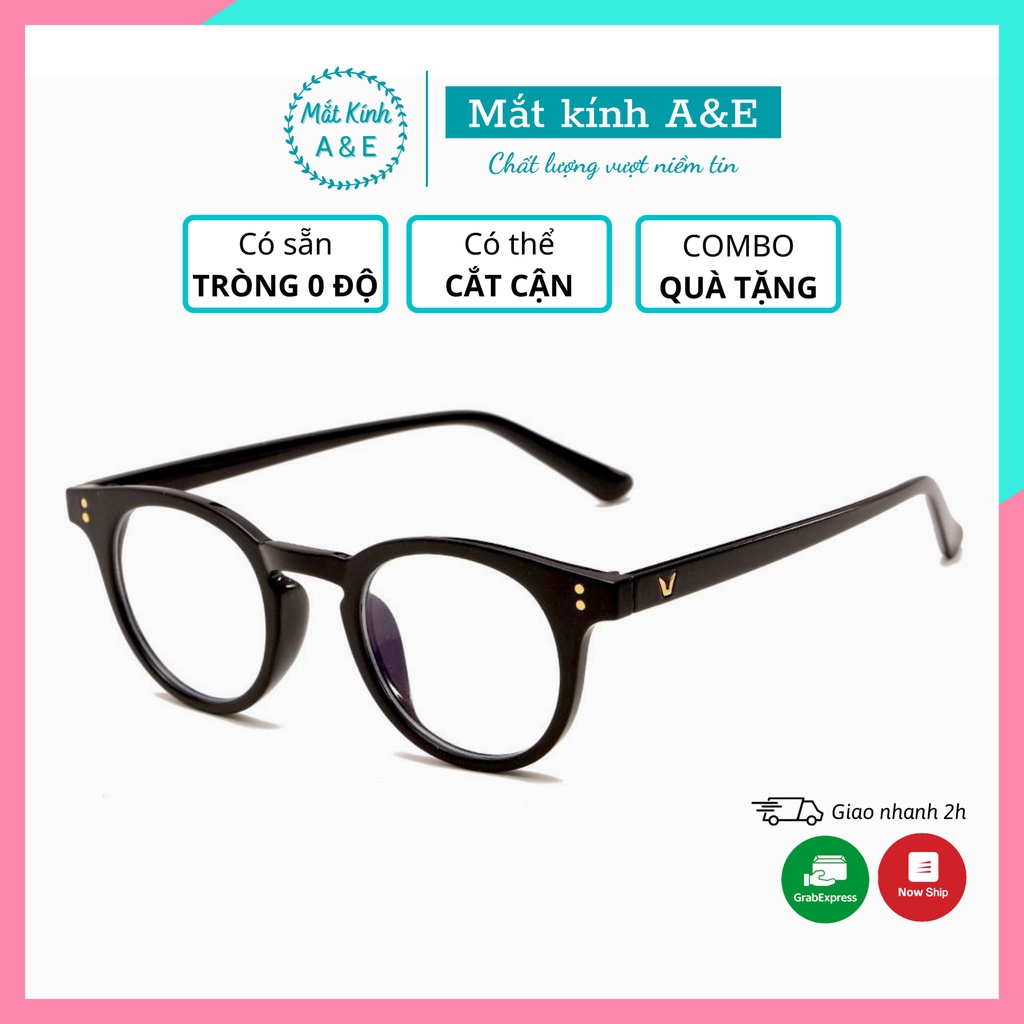 Kính cận tròn nữ A&Eeyewear gọng kính cận nhựa chữ V Milan thiết kế thời trang dễ thương đơn giản
