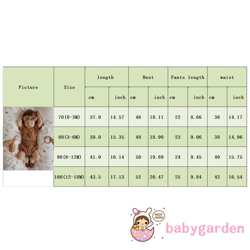 BABYGARDEN-0-18months Baby Girl´s Set, Solid Color Short Sleeve Ruffle Romper + Elastic Waist Shorts + Headwrap