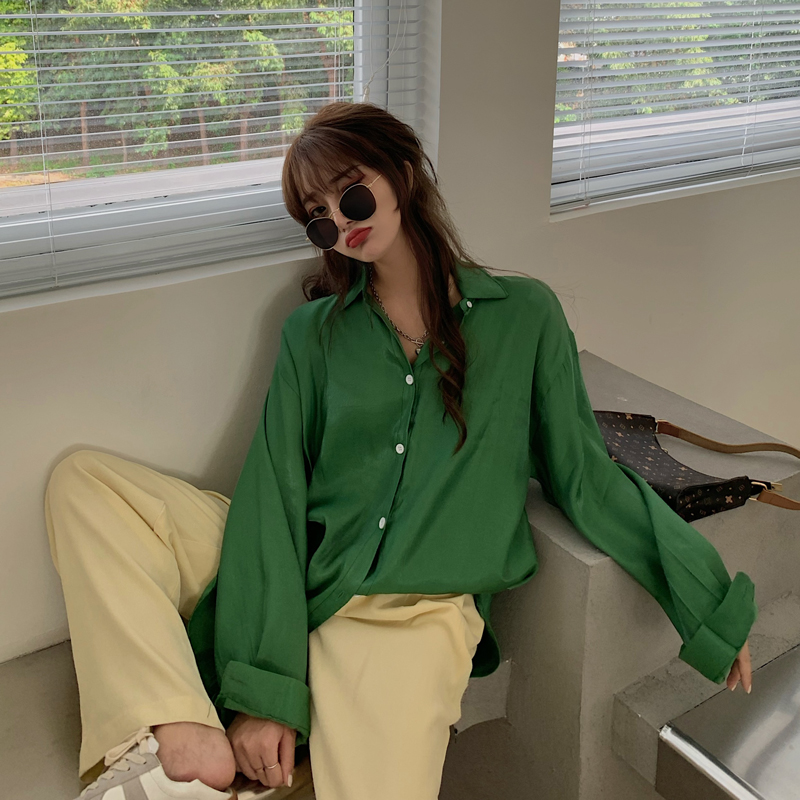 Áo Sơ Mi Tay Dài Dáng Rộng Thời Trang Mùa Thu Cho Nữ