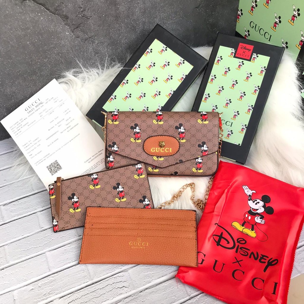 (hàng Mới Về) Bảng Phấn Trang Điểm 3 Trong 1 Thương Hiệu Gucci Felice Mickey