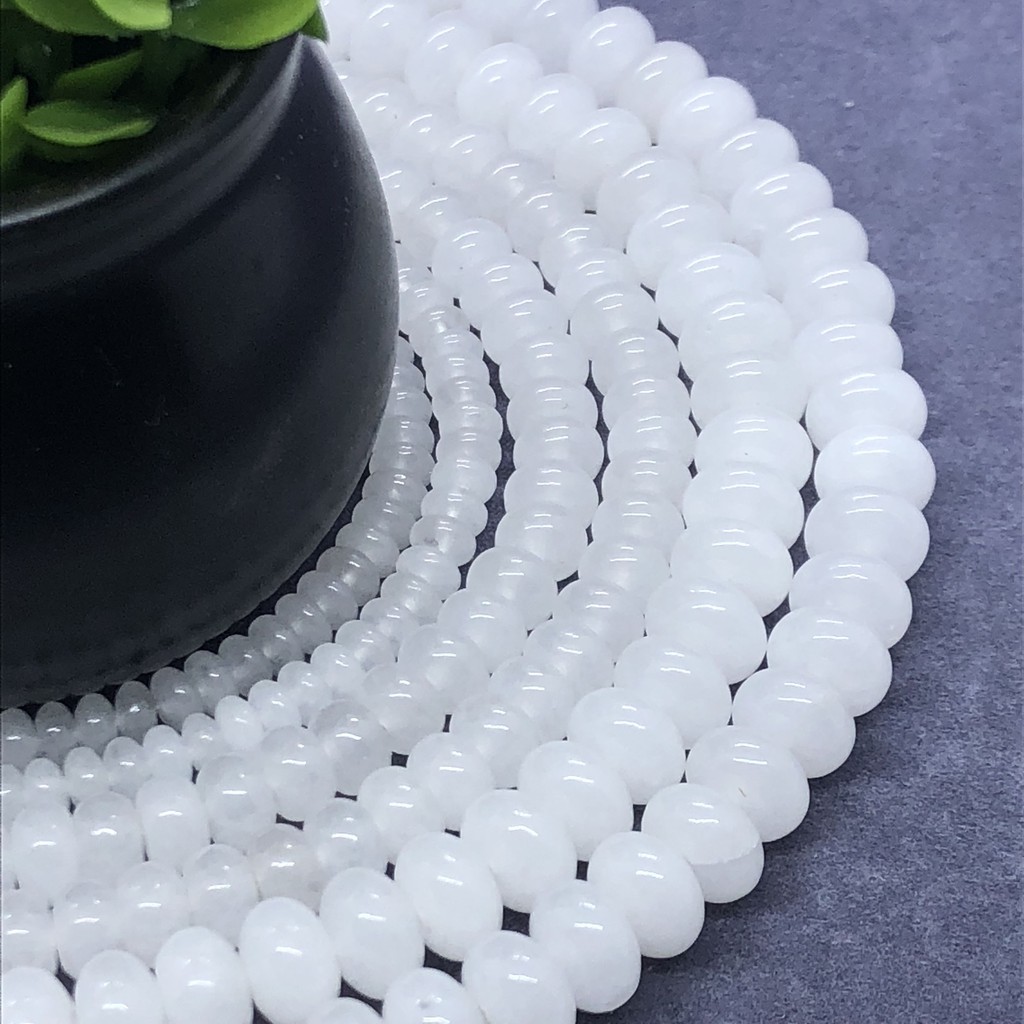 Chuỗi Hạt Ngọc Bích Trắng Tự Nhiên 2.5 * 4.5mm 4 * 6mm 5 * 8mm Dùng Làm Đồ Trang Sức Thủ Công