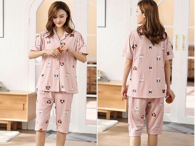 Đồ bộ bầu và sau sinh mùa hè, Bộ Pyjama sau sinh có thiết kế cho con bú chất đẹp