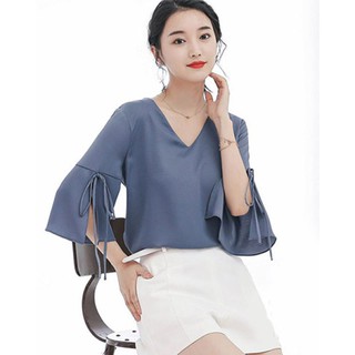 Áo Kiểu Cổ Tim Xẻ Tay Cindy