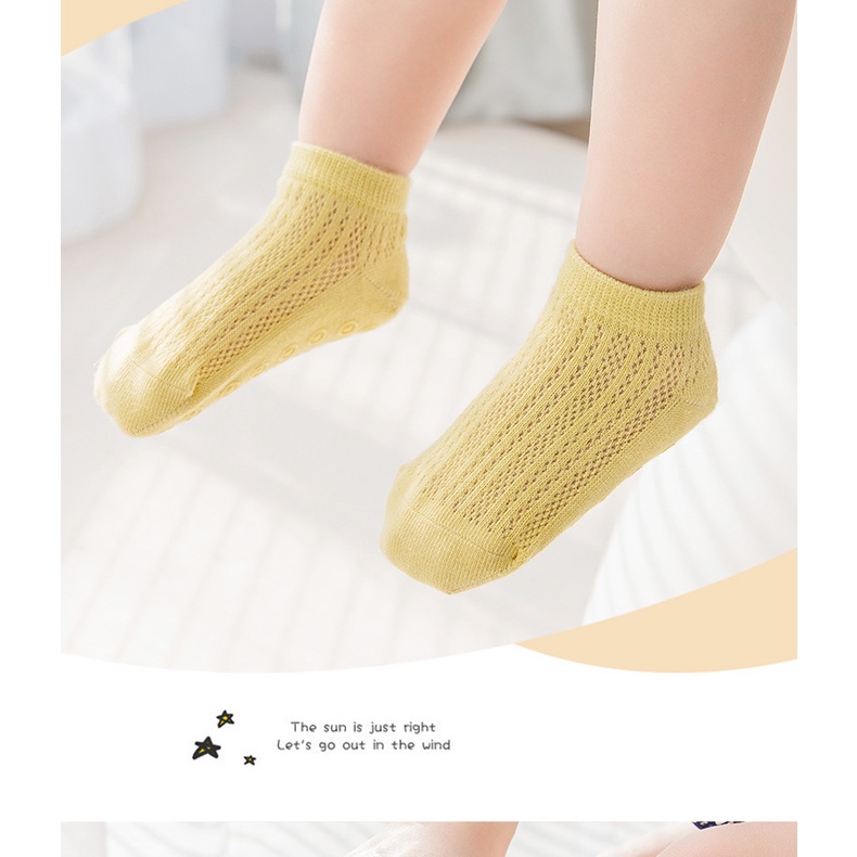 Vớ Cotton Mỏng Thoáng Khí Chống Trượt Màu Sắc Kẹo Ngọt Dành Cho Trẻ Em Sơ Sinh 0-5 Tuổi 2136