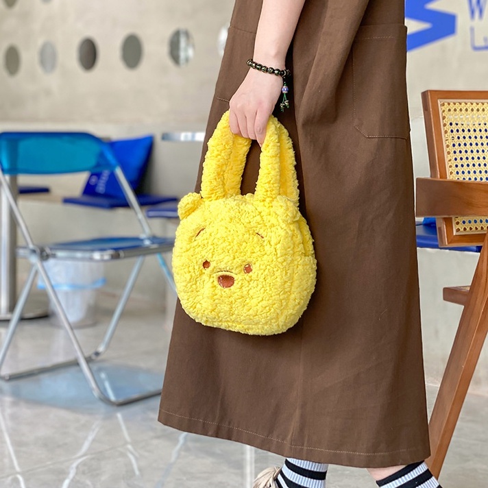 Phim hoạt hình mùa thu và mùa đông của phụ nữ Hàn Quốc dễ thương túi xách gấu sang trọng mềm mại dung tích lớn