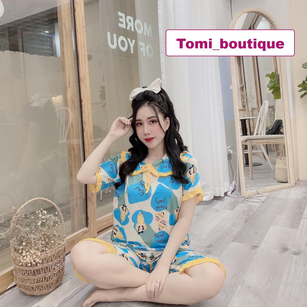 Bộ đồ ngủ nữ cộc tay cổ bèo mùa hè hình cute - TOMI BOUTIQUE | BigBuy360 - bigbuy360.vn