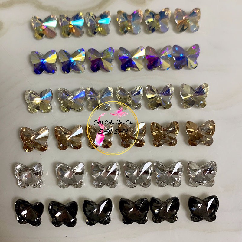 Đá khối 3D kim cương hình bướm trang trí móng