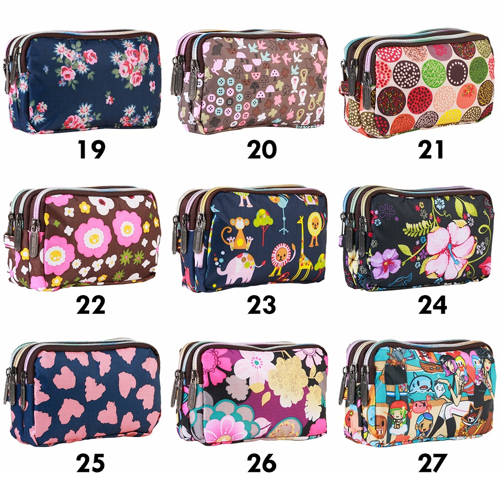 Ví đựng tiền xu / điện thoại / đồ trang điểm mini Daphne bằng vải bạt chống nước in hoa thời trang cho nữ