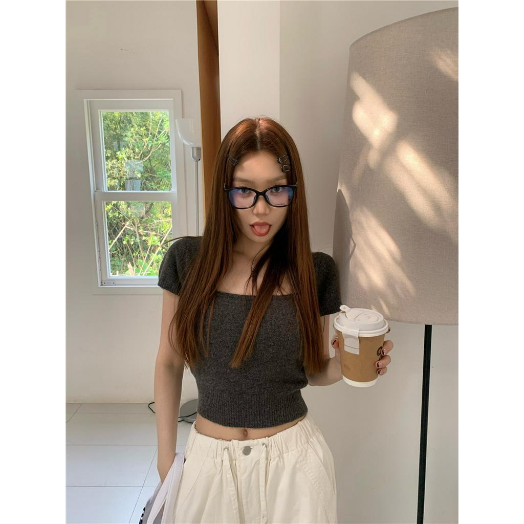 Áo Dệt Kim Cổ Vuông Ngắn Tay Thời Trang Sành Điệu 63328