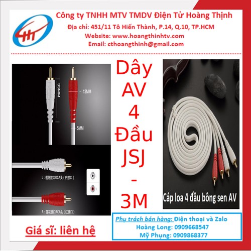 Cáp loa AV 4 đầu bông sen dài 3.M JSJ
