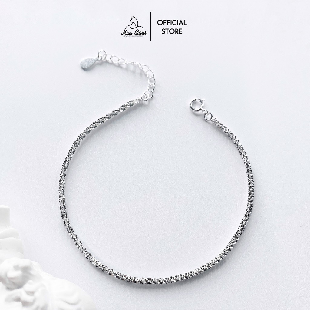 Lắc tay lấp lánh bạc 925 Miuu Silver, vòng tay nữ thiết kế mở dễ dàng chỉnh size