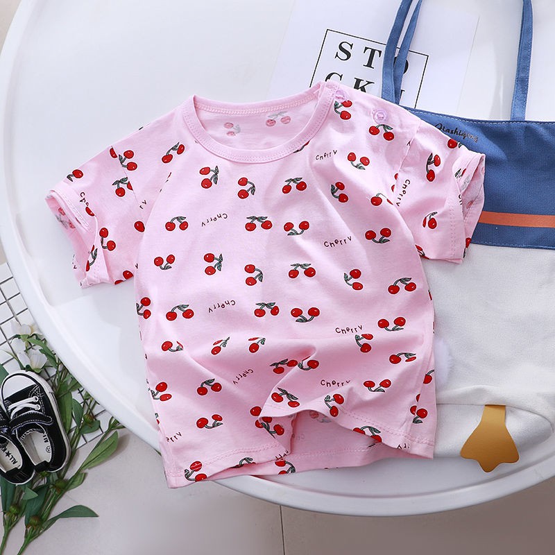 ✇♗❈Áo thun cotton trẻ em nam nữ, ngắn tay thấm mồ hôi và thoáng khí mùa hè cho bé vừa và nhỏ, phim hoạt hình thời trang